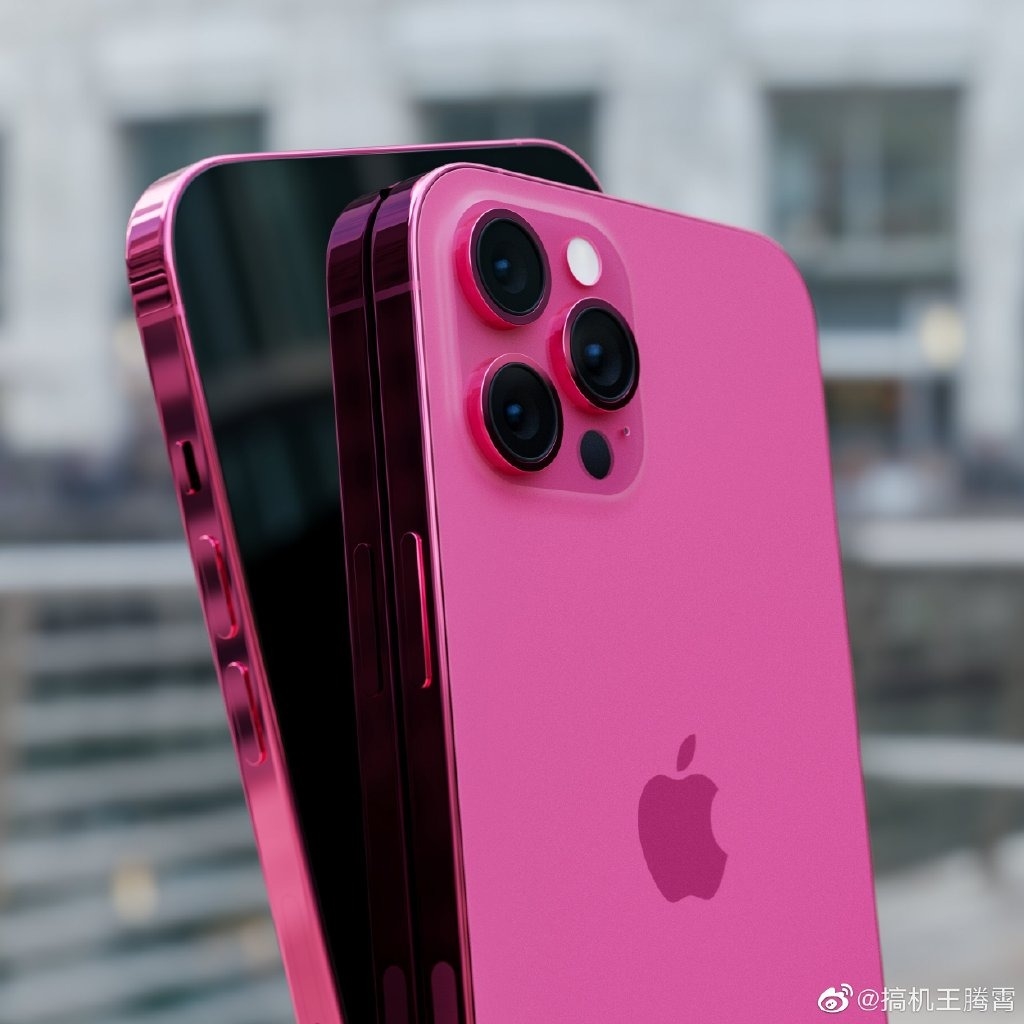 iPhone 13“玫瑰粉”上手图效果曝光：小刘海+通体粉色