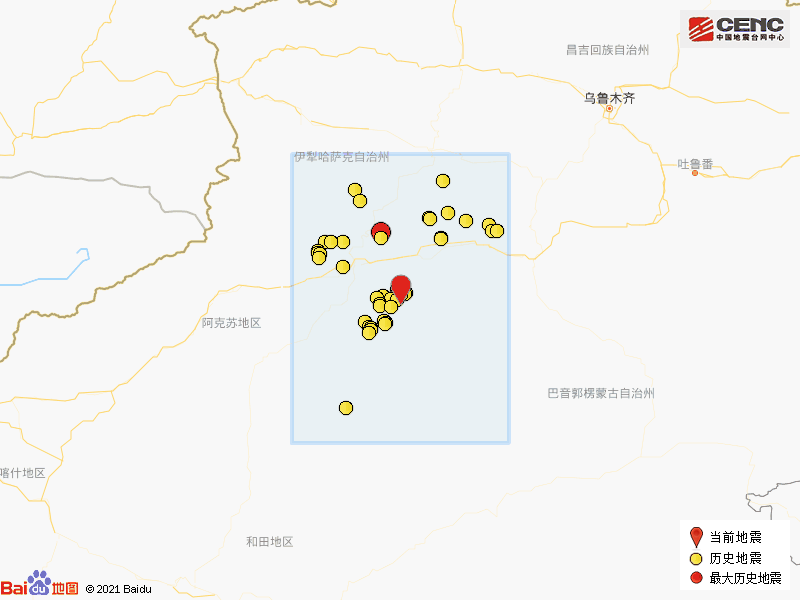 新疆阿克蘇地區庫車市發生34級地震
