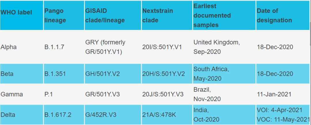 现存部分新冠病毒变异株信息
