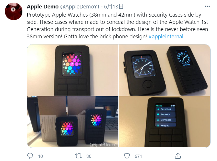 苹果Apple Watch初代原型机曝光：神似功能手机