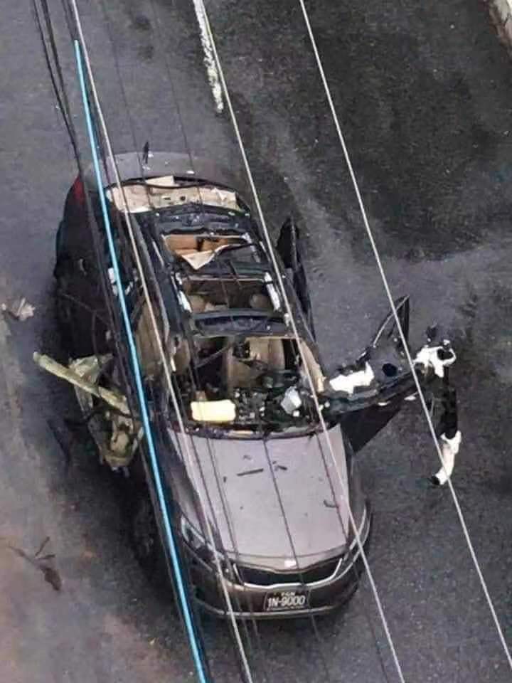 缅甸仰光一枚汽车炸弹爆炸：车被严重损毁 致一人重伤