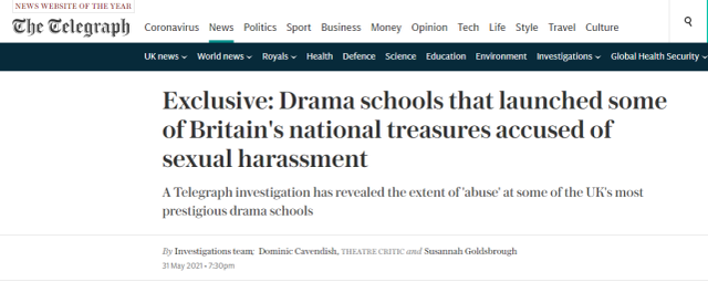 摸胸、性侵、脱掉衣服表演，英媒曝光英国戏剧学校黑暗一面