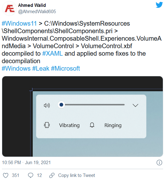 这可能是Windows 11弹出音量控件未来的样貌 设计理念源自10X界面