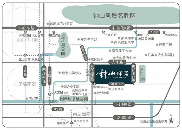 钟山峰景区位示意图