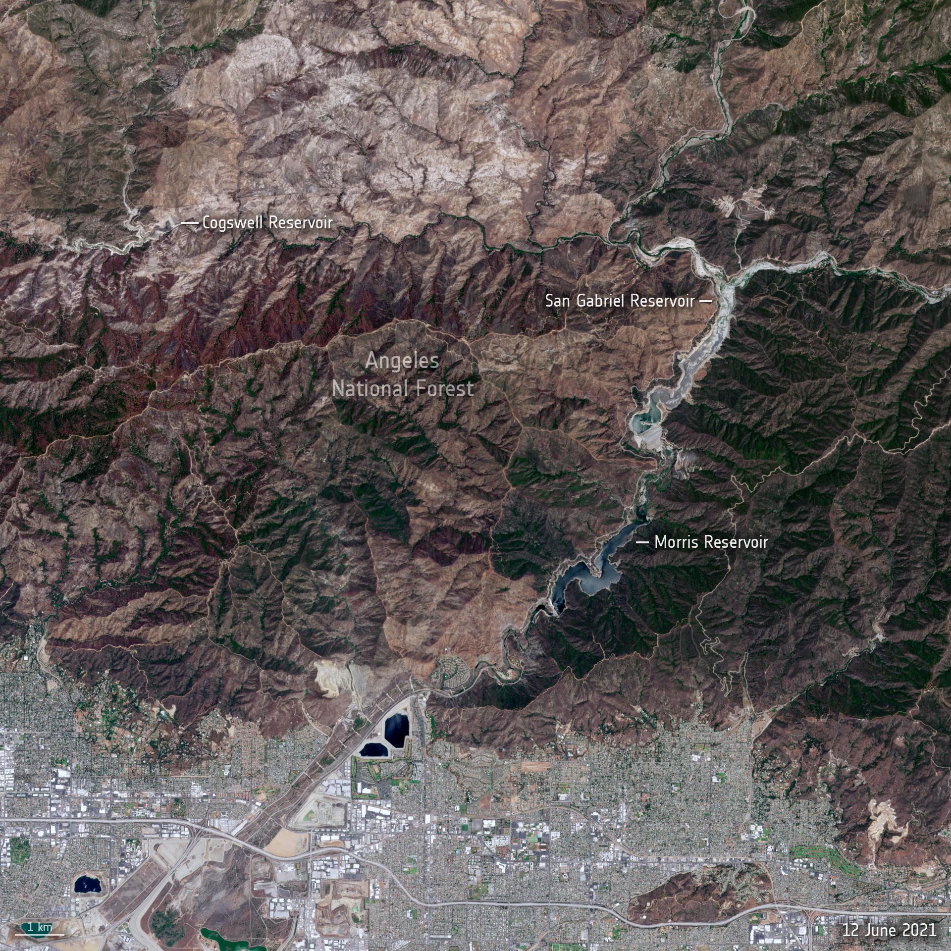 卫星图像显示了美加州的干旱有多严重