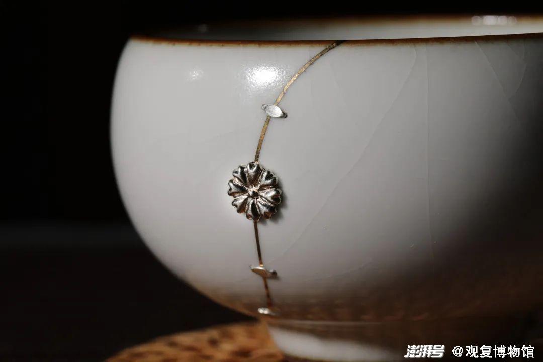 观复锔瓷系列"含玉"杯,锔钉可堪细赏神奇的锔瓷工艺,令残缺变成粱一
