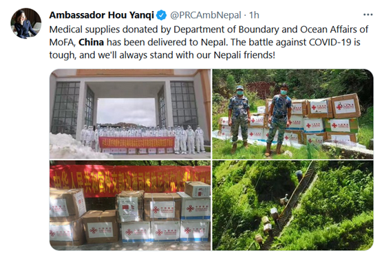 中国捐赠物资运抵尼泊尔，网友发推感谢：尼泊尔困难时中国总在身后，“尼中友谊长存”！