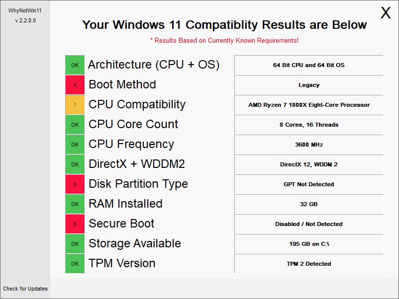 官方Windows 11体检工具过于糟糕 开发者自己做了一个“WhyNotWin11”