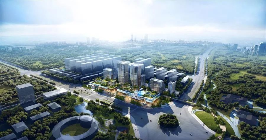 位于上海市奉贤区南桥新城的绿地奉贤健康产业园规划效果图.