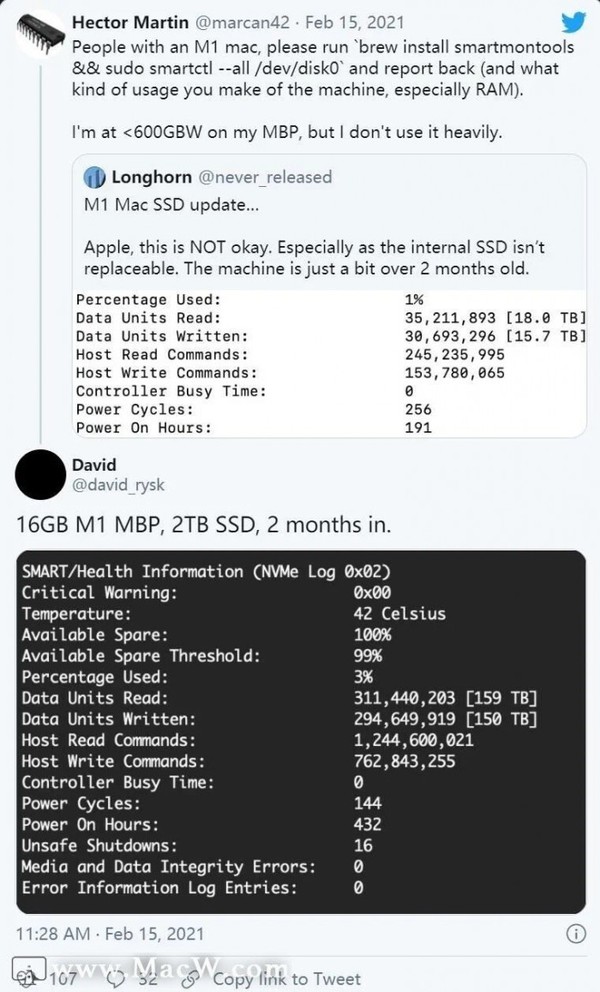 M1的Mac有关SSD健康问题(图源来自网络)
