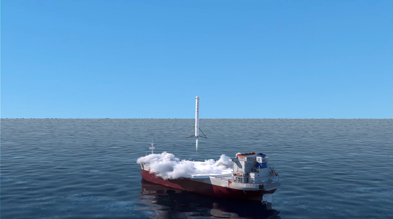 SQX-3火箭一子级海上回收效果图