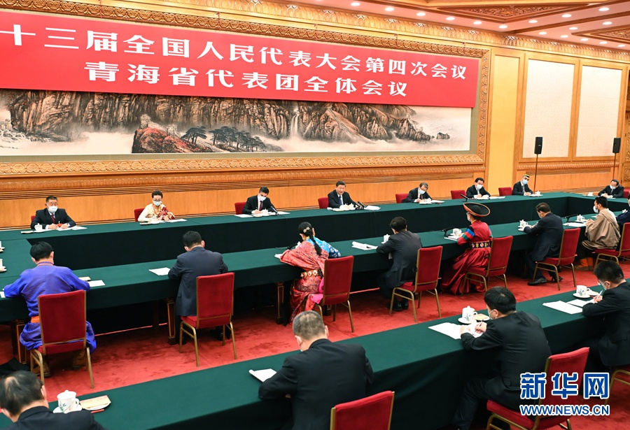 2021年3月7日,中共中央总书记、国家主席、中央军委主席习近平参加十三届全国人大四次会议青海代表团的审议。新华社记者 李涛 摄