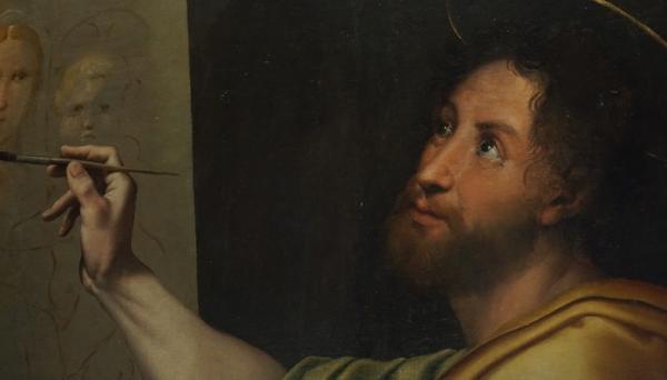 拉斐尔《圣路加在拉斐尔面前绘画圣母子像》（局部）
