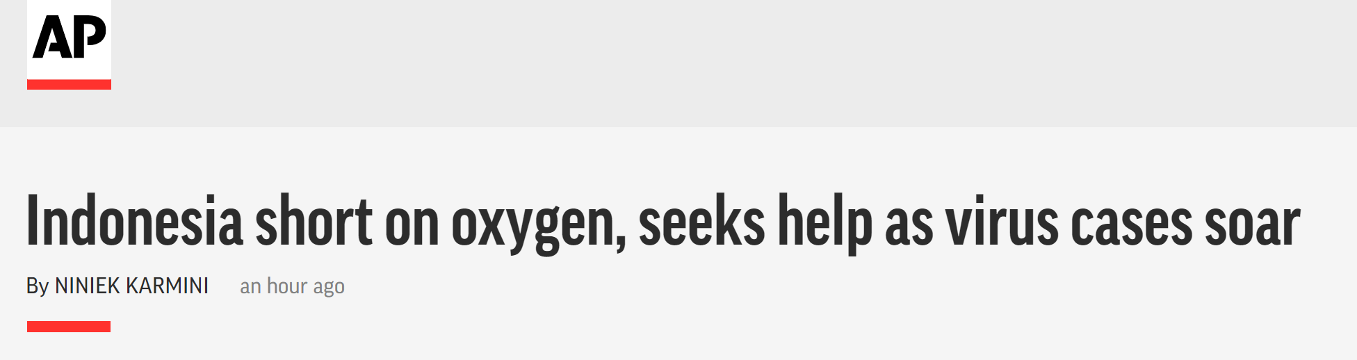 印尼新一波疫情导致氧气短缺，政府正向新加坡、中国等国寻求紧急供应