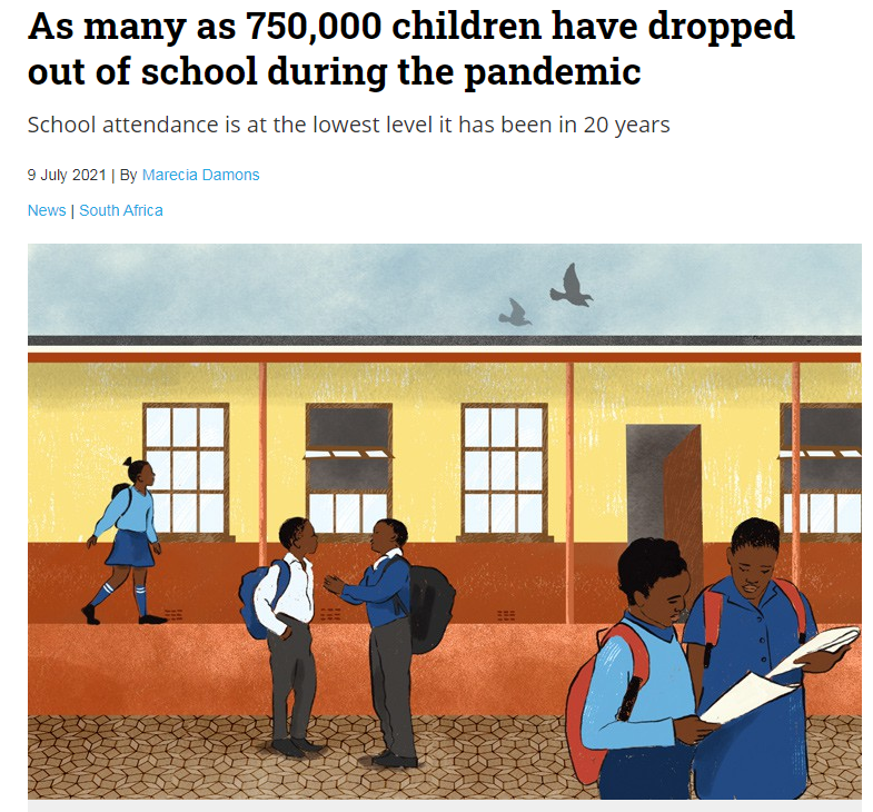 南非75万未成年人因疫情影响被迫辍学