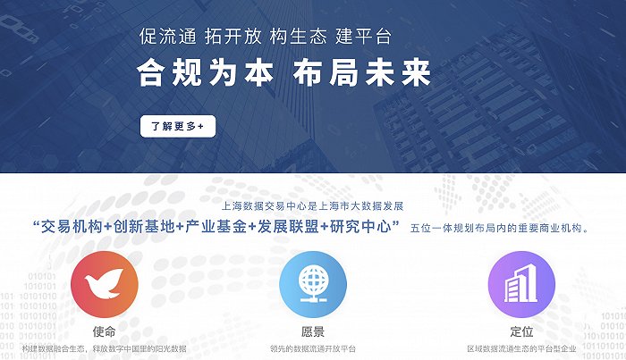 上海数据交易中心官网截图。