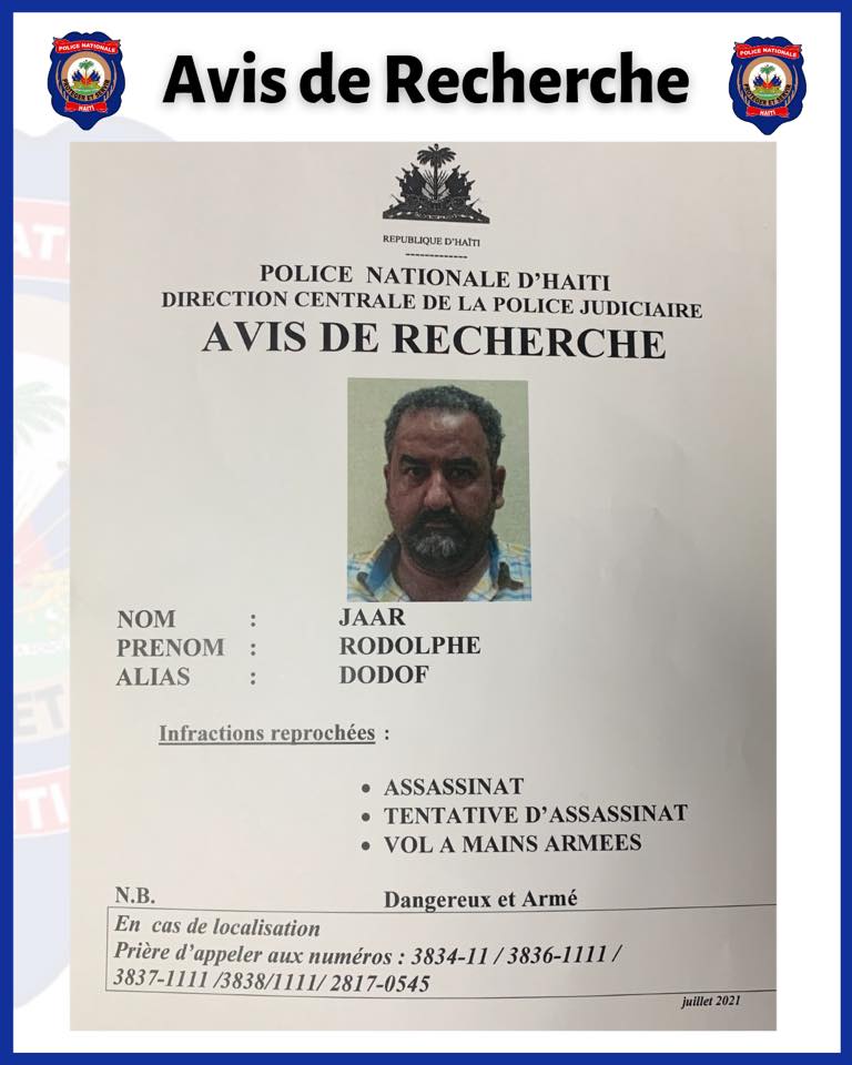 鲁道夫·加尔通缉令 图自海地警方