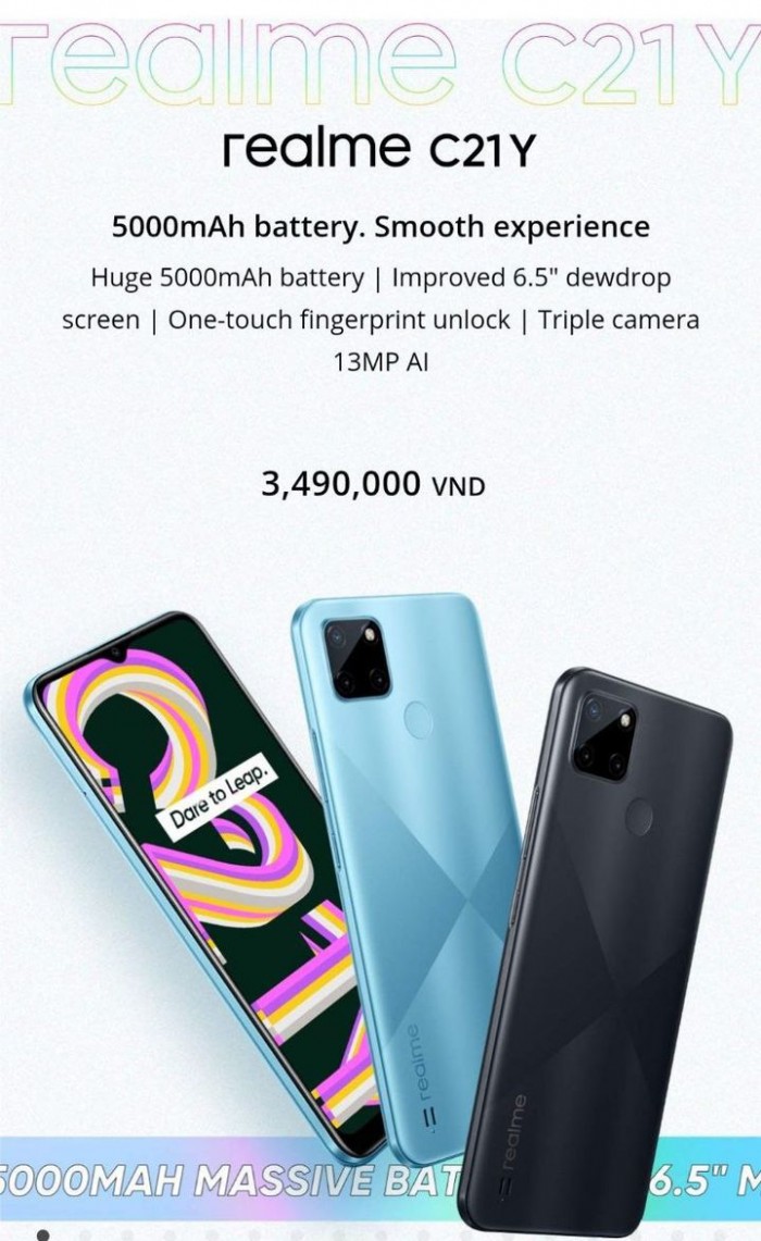 [图]realme C21Y发售：展讯Tiger T610+5000mAh电池+1300万主摄