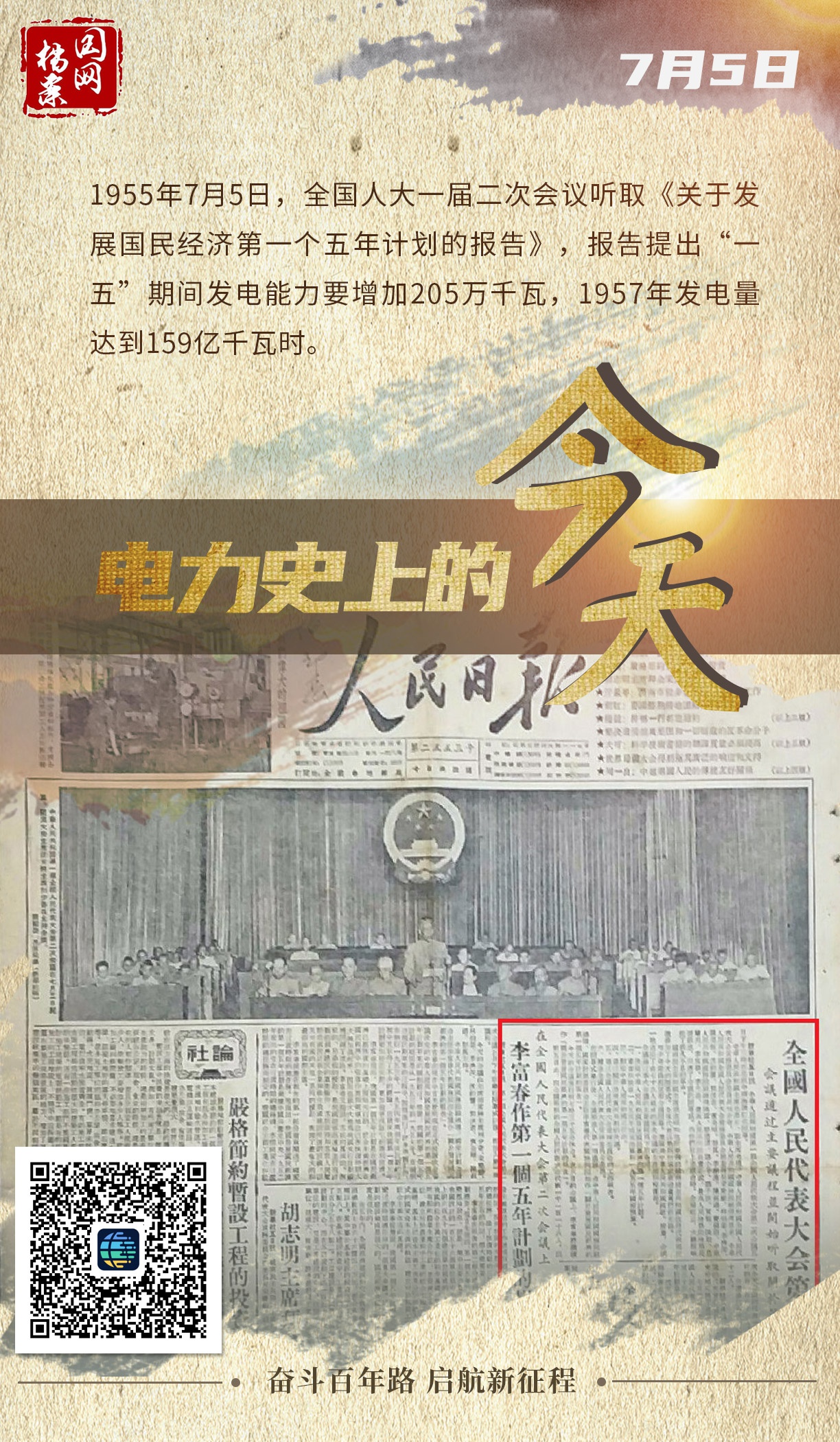 全国人大一届二次会议听取《关于发展国民经济第一个五年计划的报告》