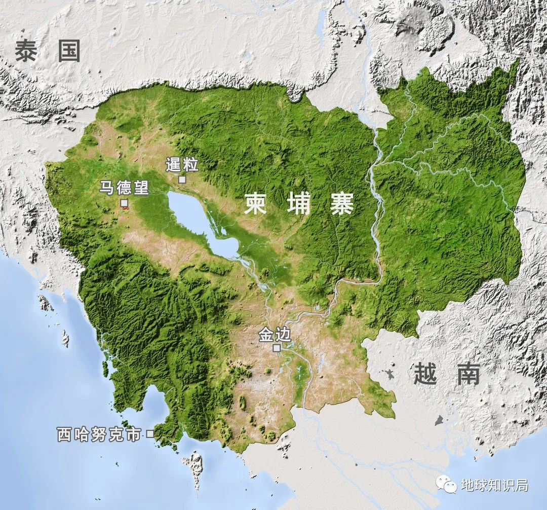 难了大部分国土为山地,洞里萨湖变化无常,湄公河三角洲早已属于越南