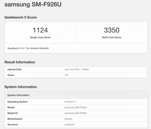 8月发布！三星Galaxy Z Fold3跑分曝光：依旧搭载骁龙888
