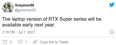 传NVIDIA GeForce RTX 30笔记本GPU将于2022年初进行“SUPER”升级