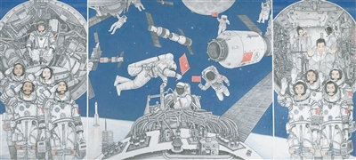 赵晓建开国大典(中国画)庞茂琨开天辟地(油画)