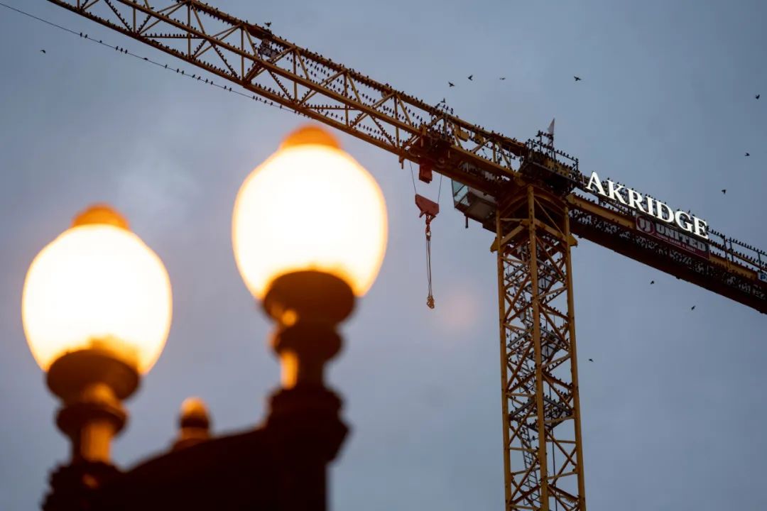 2020年10月31日,在美国华盛顿,鸟儿落在白宫附近一座停止施工的吊车上。新华社记者 刘杰 摄