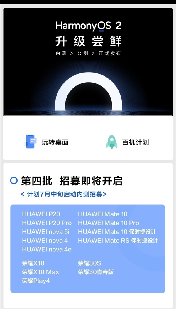 HarmonyOS新一轮内测机型列表公布：覆盖华为、荣耀14款设备