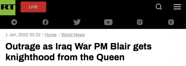 英前首相布莱尔获女王封爵 曾参与伊拉克战争引不满