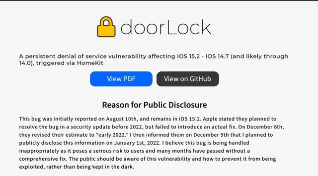 iOS 14严重漏洞doorlock