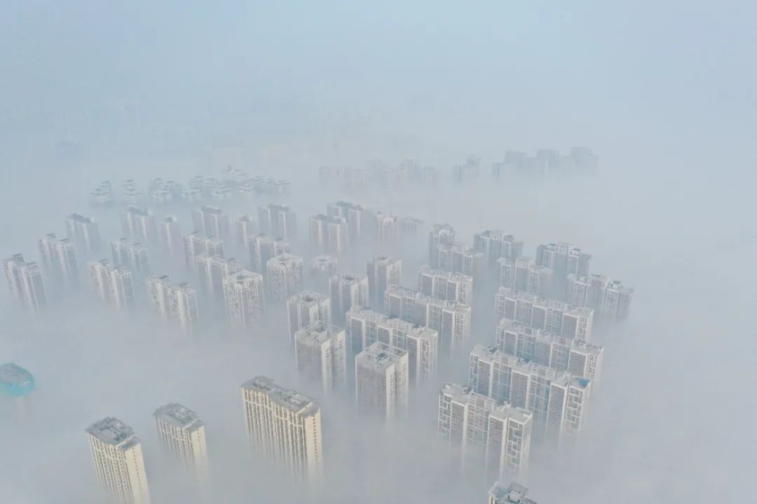 △1月9日，河南郑州出现平流雾。（图/视觉中国）