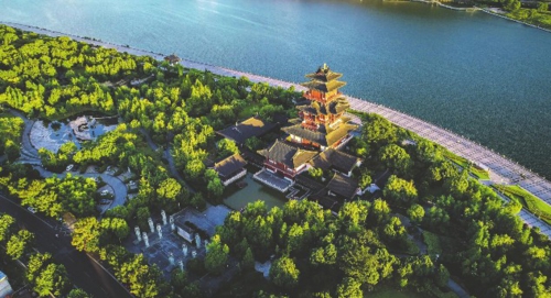 图为莲都区南明湖鸟瞰图.雷宁/摄