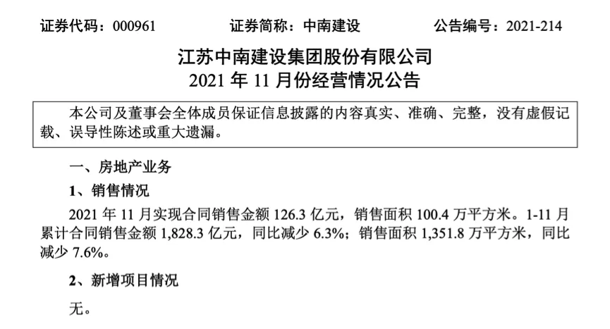 图片来源：中南建设官方公告