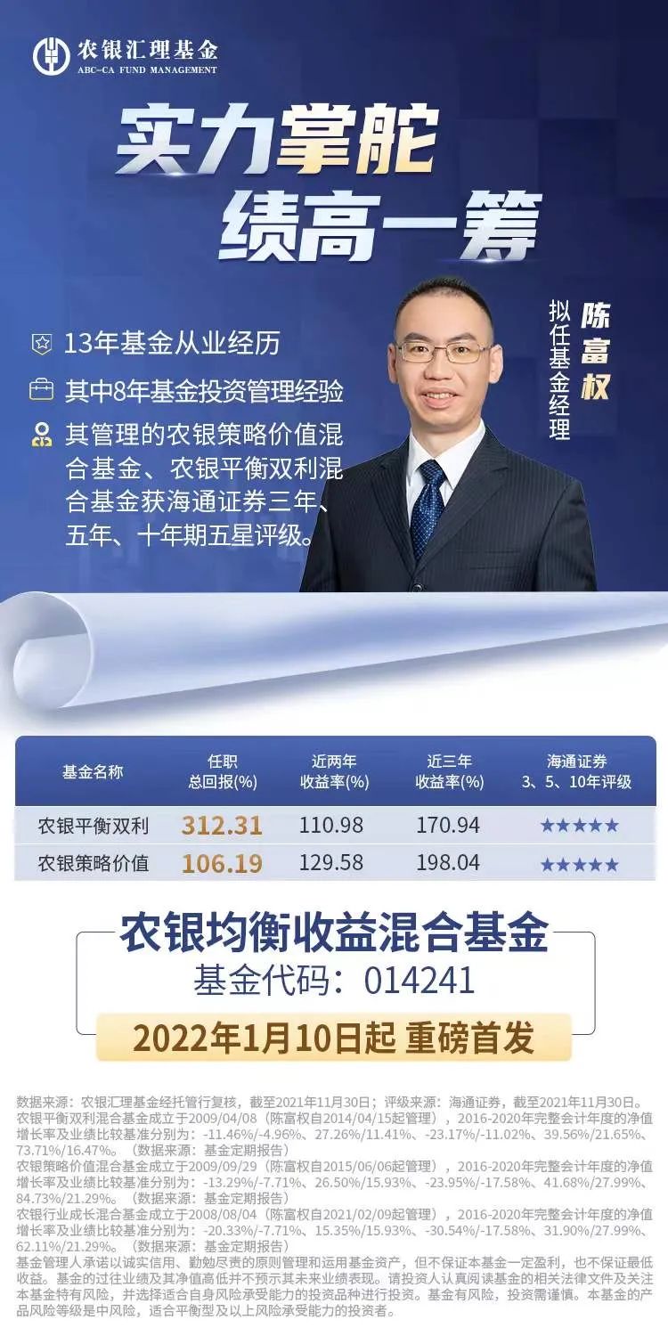 陈富权带着自己的新基金——农银均衡收益混合(代码
