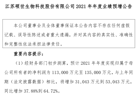 “新冠核酸检测试剂需求仍旺 硕世生物预计2021年业绩同比增37.88%到64.72%