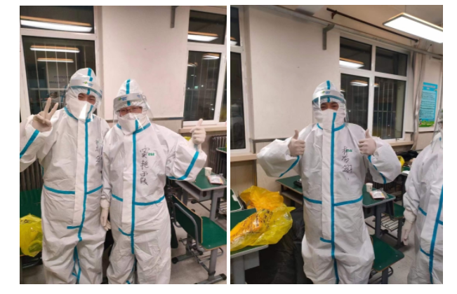 台湾籍医生林右翎和他的"大白"同事们.图片由天津市台办提供