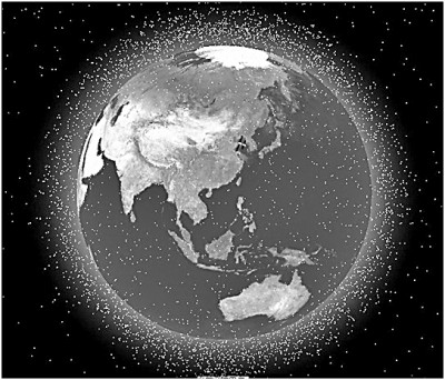     环绕地球的太空碎片 资料图片