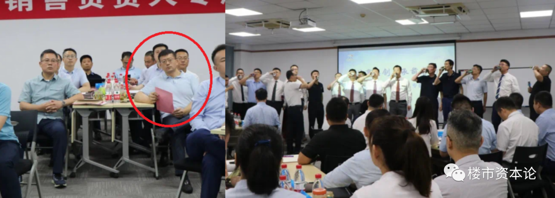 在台下看着员工举杯畅饮的栾航乾