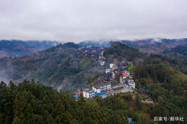 1月22日拍摄的贵州省从江县丙妹镇大塘村一景(无人机照片).