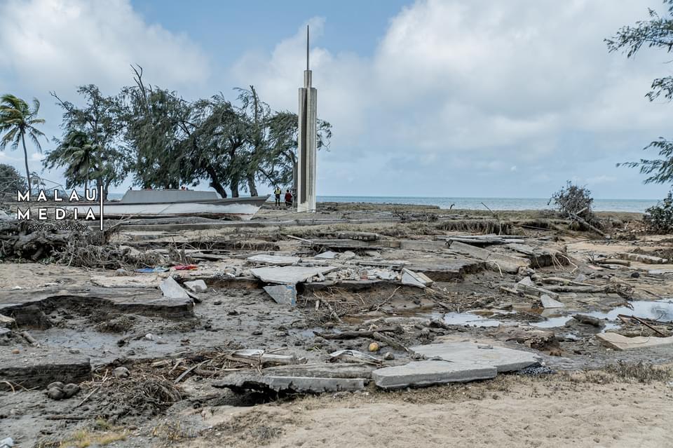 △拍摄于1月18日，屯古阿岛被火山灰覆盖（图片来源：Malau Media）