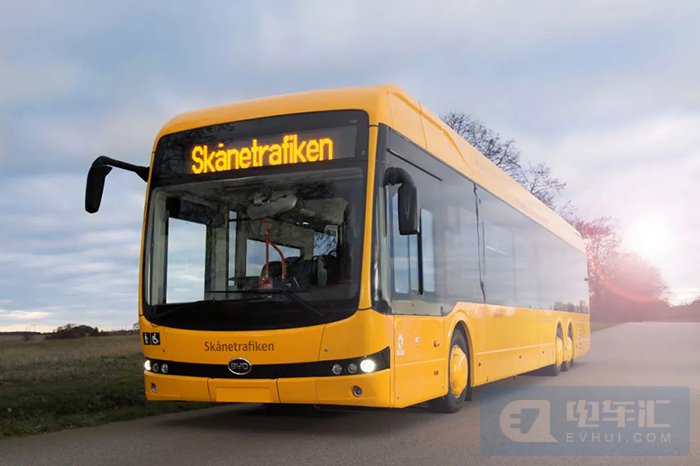 在瑞典运行的15米比亚迪纯电动巴士