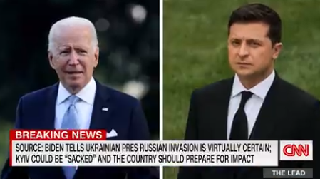 CNN节目中称，消息人士透露拜登告诉乌克兰基辅会被“洗劫”