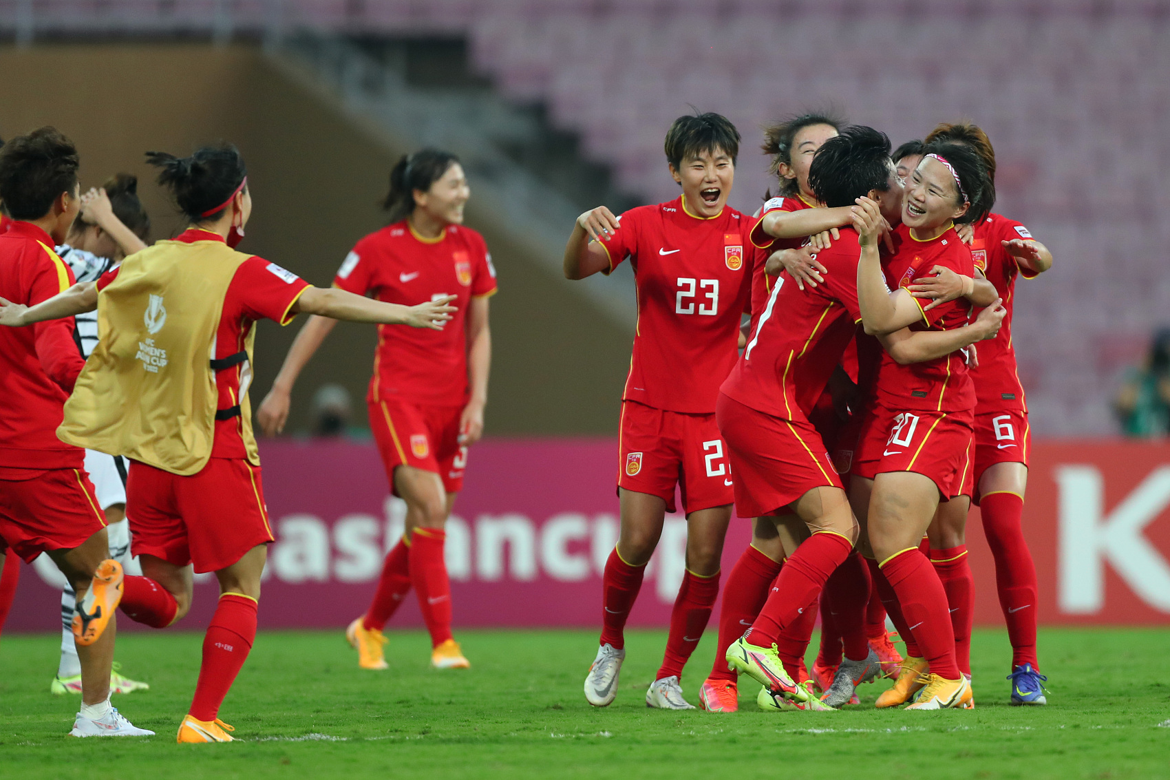 中国女足赢得比赛