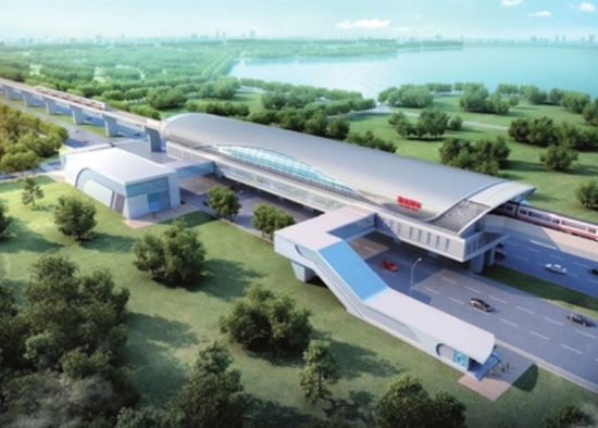 滨海新区重点轨道交通项目z2线高架车站效果图