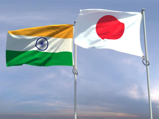 日本和印度国旗.图源:视觉中国