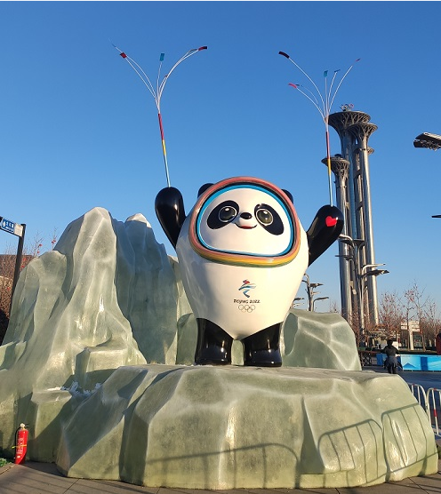 化工人看冬奥穿硅胶外套的冰墩墩