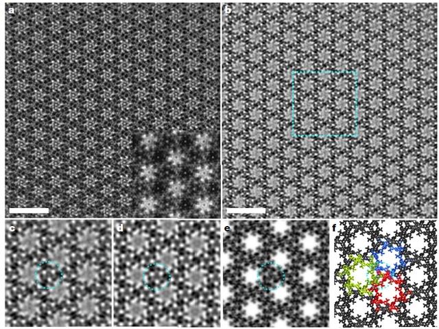 图2.单层手性分子纳米片的球差透射电镜表征