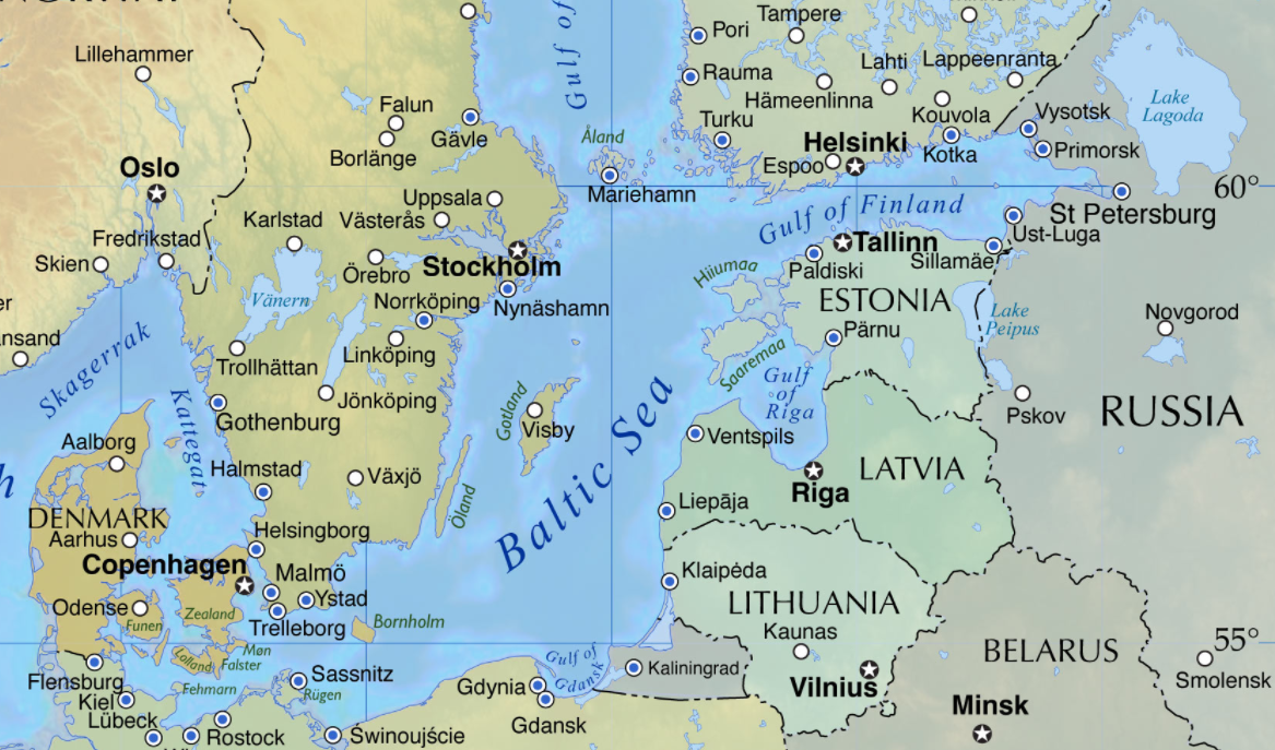 （波罗的海主要城市与港口，来源：nationsonline）