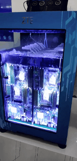 中兴展示的服务器浸没式液冷技术